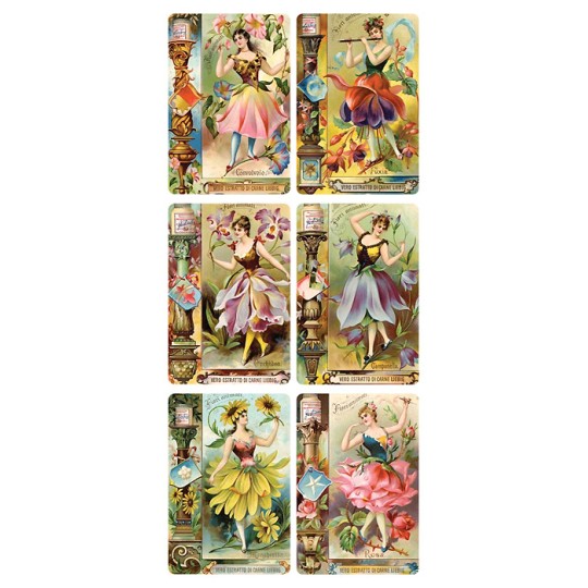 1 Sheet of Stickers Flower Girl Advertising Images ~ Trade Card Style